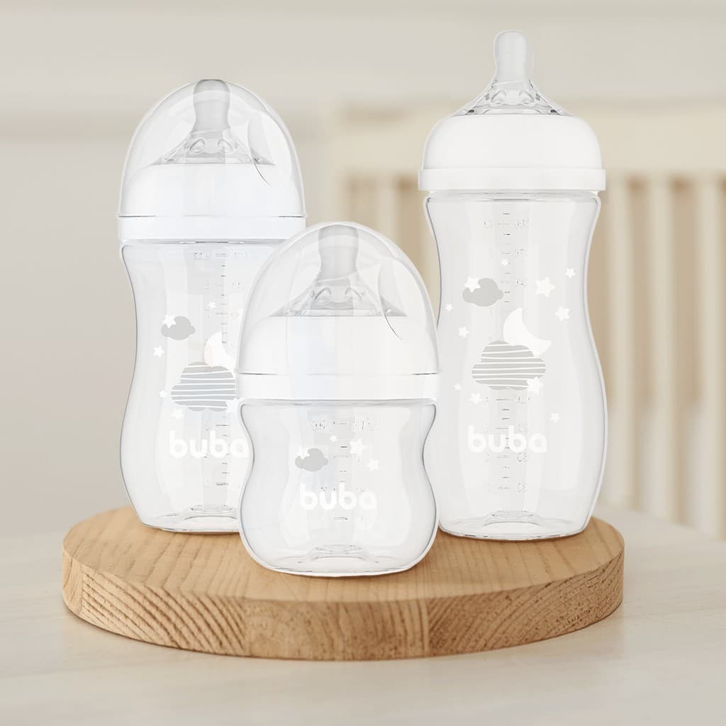 Mamadeira Infantil Anticólica Bico Bebê Silicone Pétala Buba - Branca Nuvem