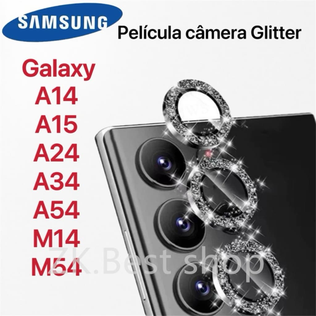 Kit Lente Película De Câmera Brilhoso Para Celular Samsung S25 24 23 22 Ultra plus FE A 06 14 15 35 54 24 16 05 06 +