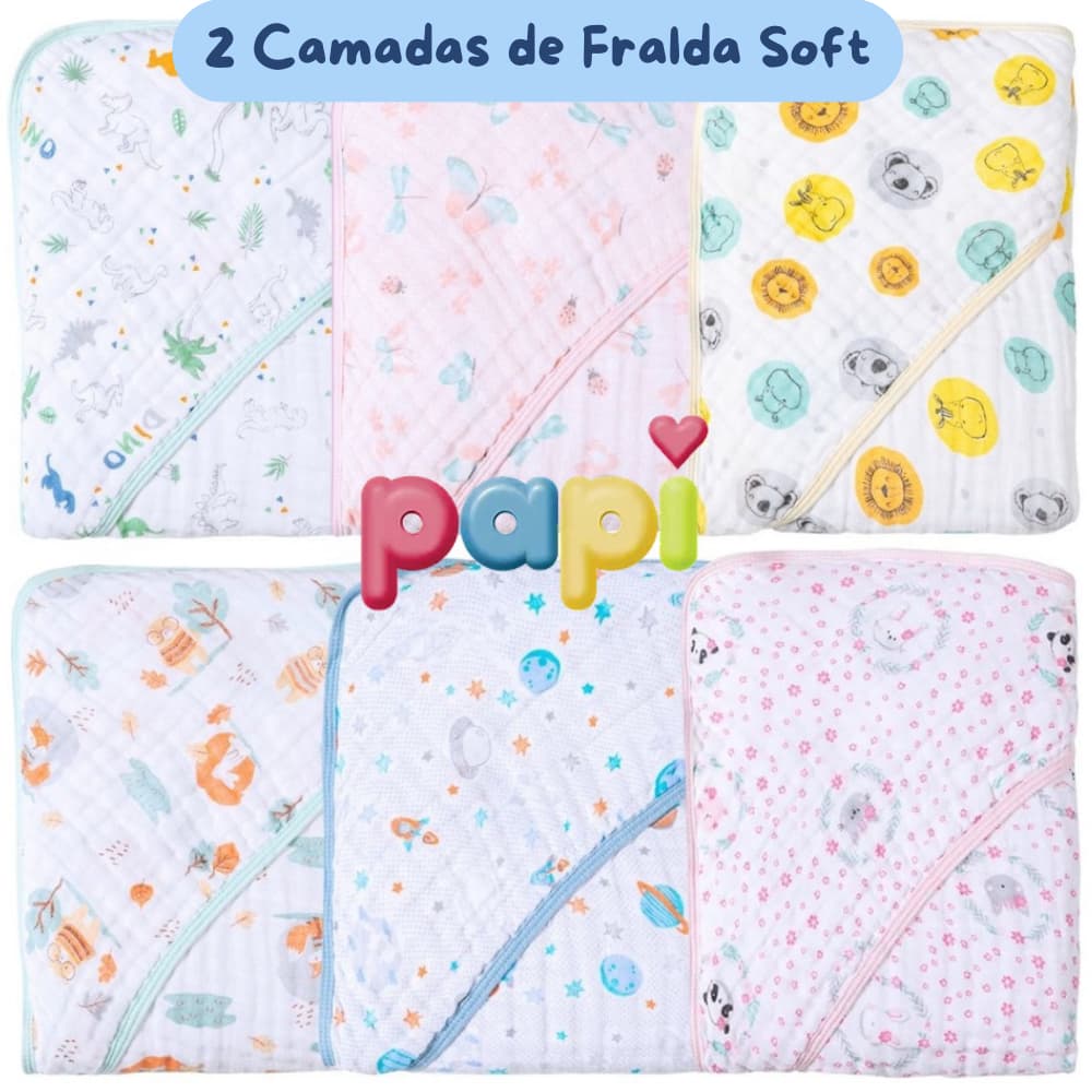 Toalha de Banho Bebe Infantil Tecido Fralda Soft Dupla Camada Macia Seca Bem Ideal Recem Nascido
