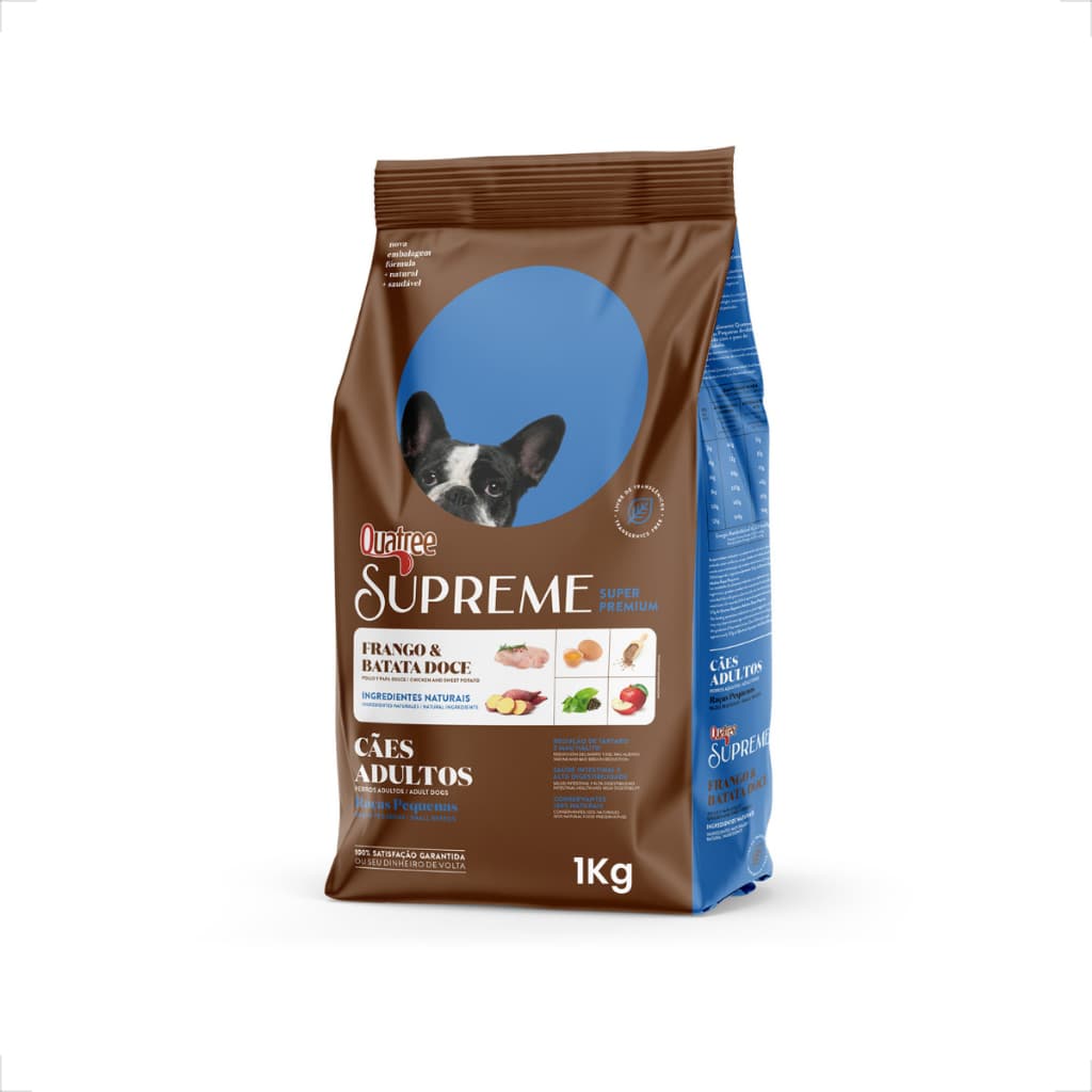 Ração Seca Quatree Supreme Frango e Batata Doce Cães Adultos Raças Pequenas - 1 Kg