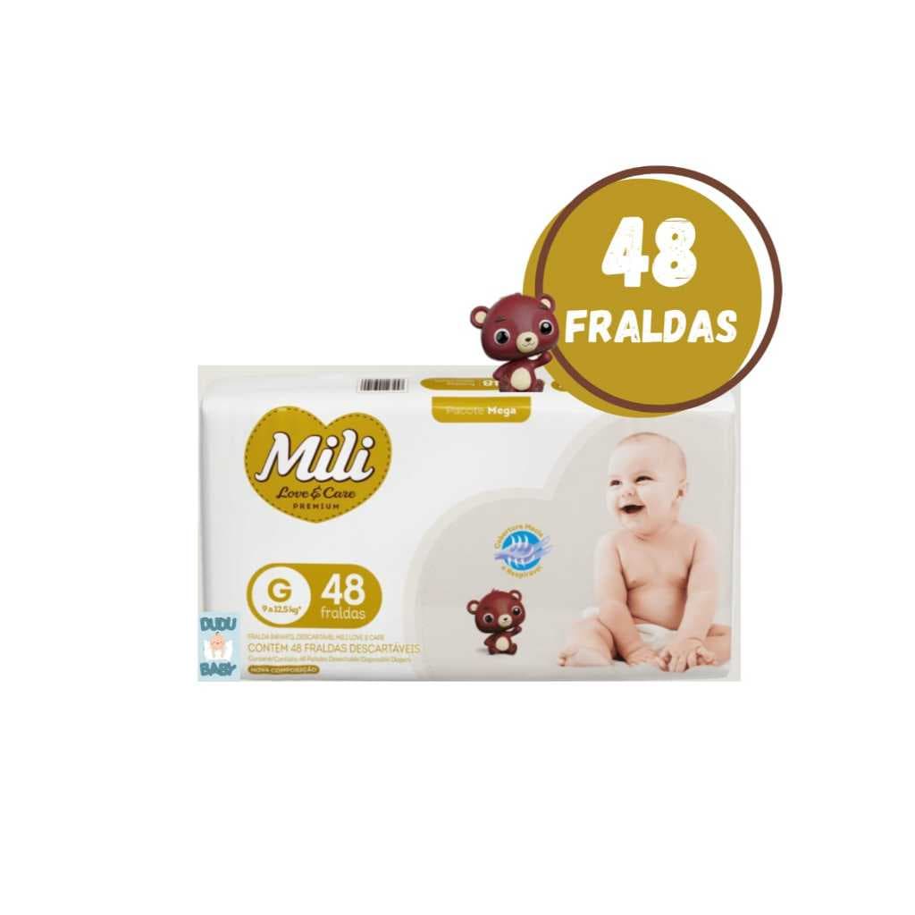 kit 3  pacotes fralda mili love & care  fraldas mega tamanho  P/M/G/XG/XXG linha premium