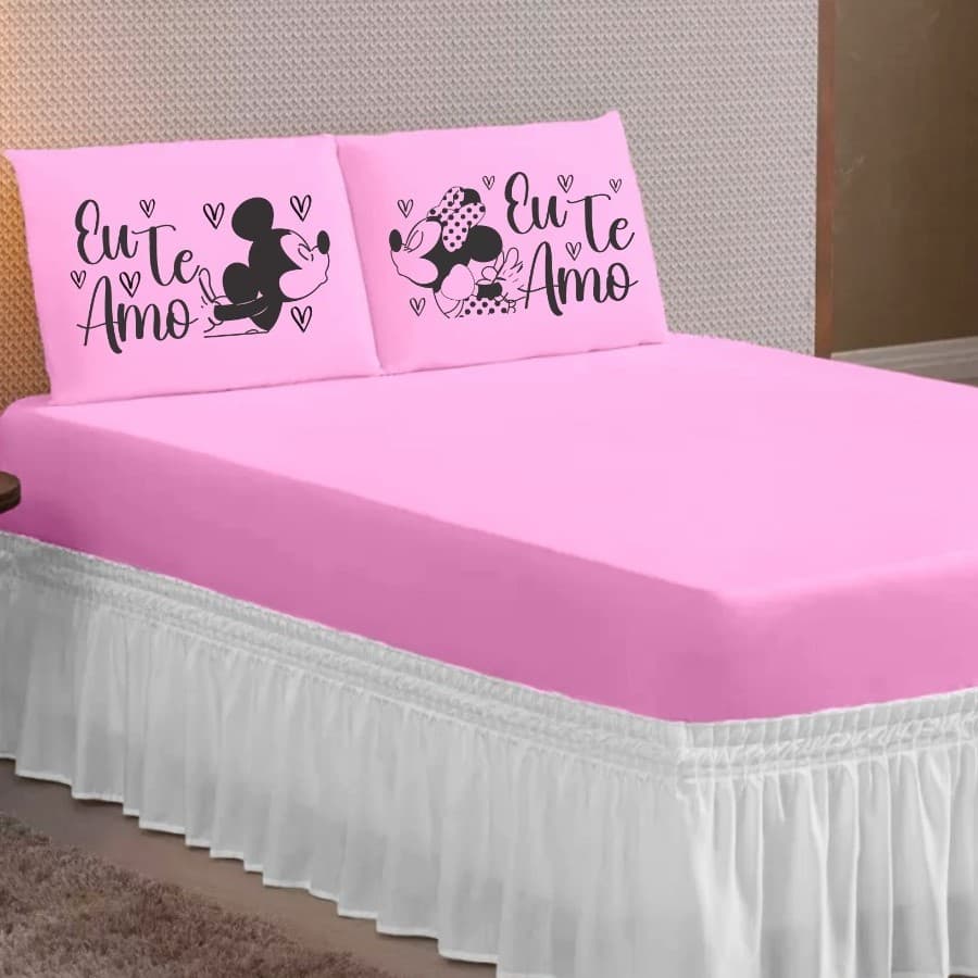 Kit Lençol Casal/Queen/King Microfibra Com Elástico 3 Peças Fronhas Estampadas
