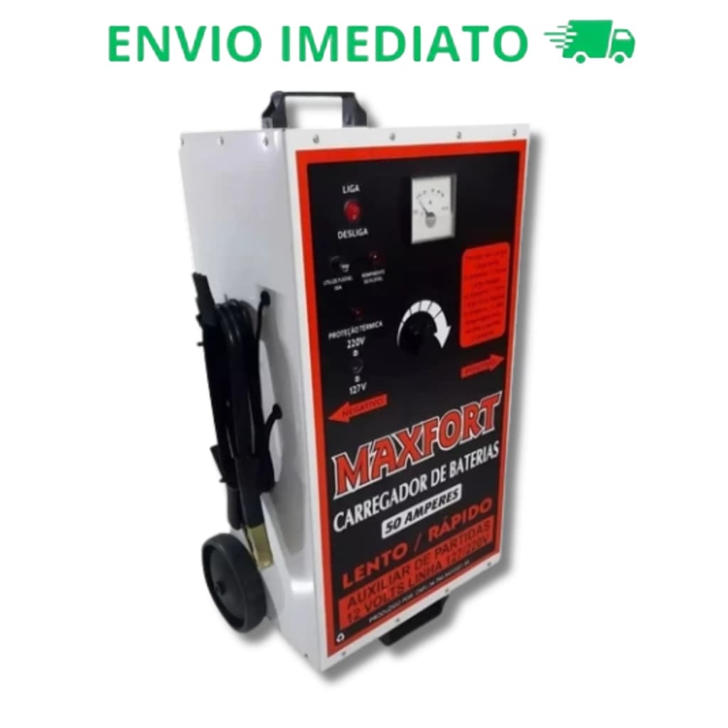 Carregador De Bateria Profissional Automotivo 12v 50a Com Auxiliar - Maxfort