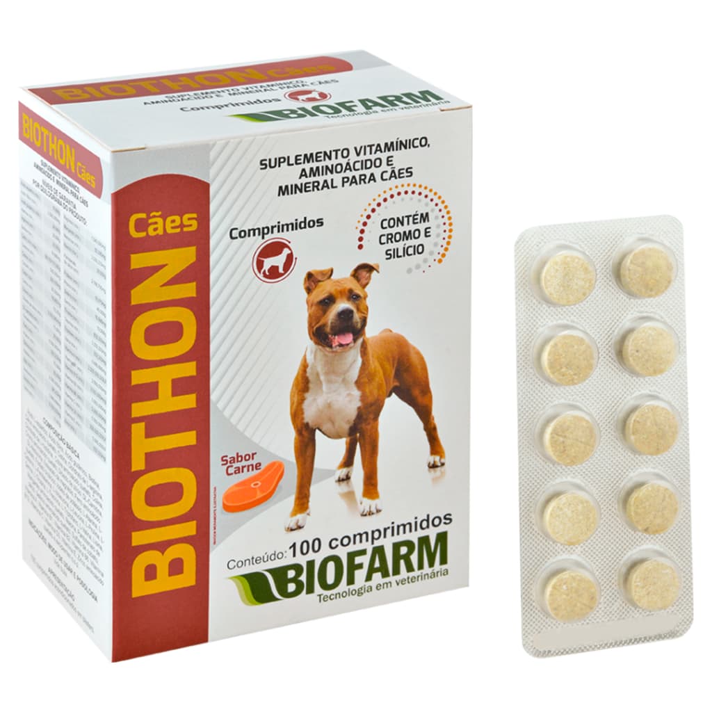 Biothon Cães 30 Comprimidos Vitamina para Cachorro Suplemento Vitamínico para Cães Biofarm
