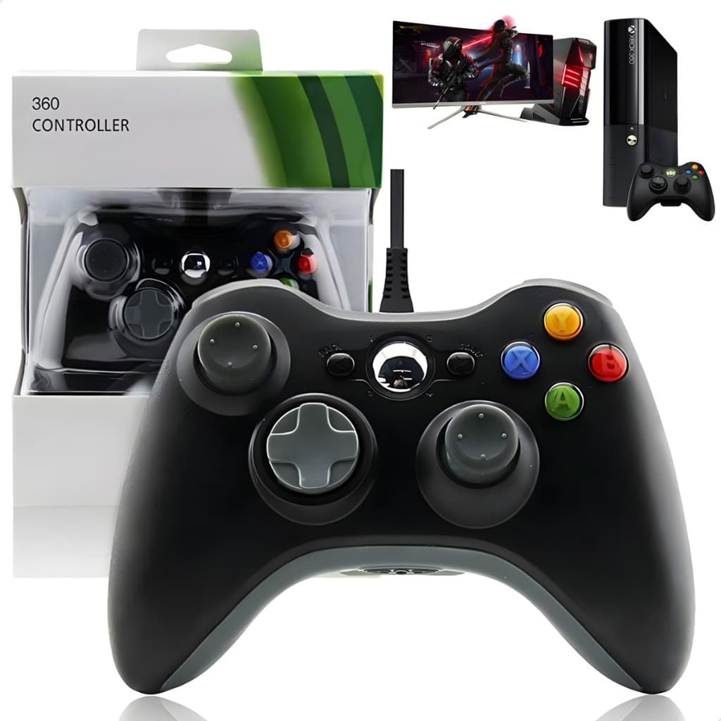 Controle Compatível Pc, Tv, Xbox 360, Android, Video Game Com Fio, Cabo 2 metros