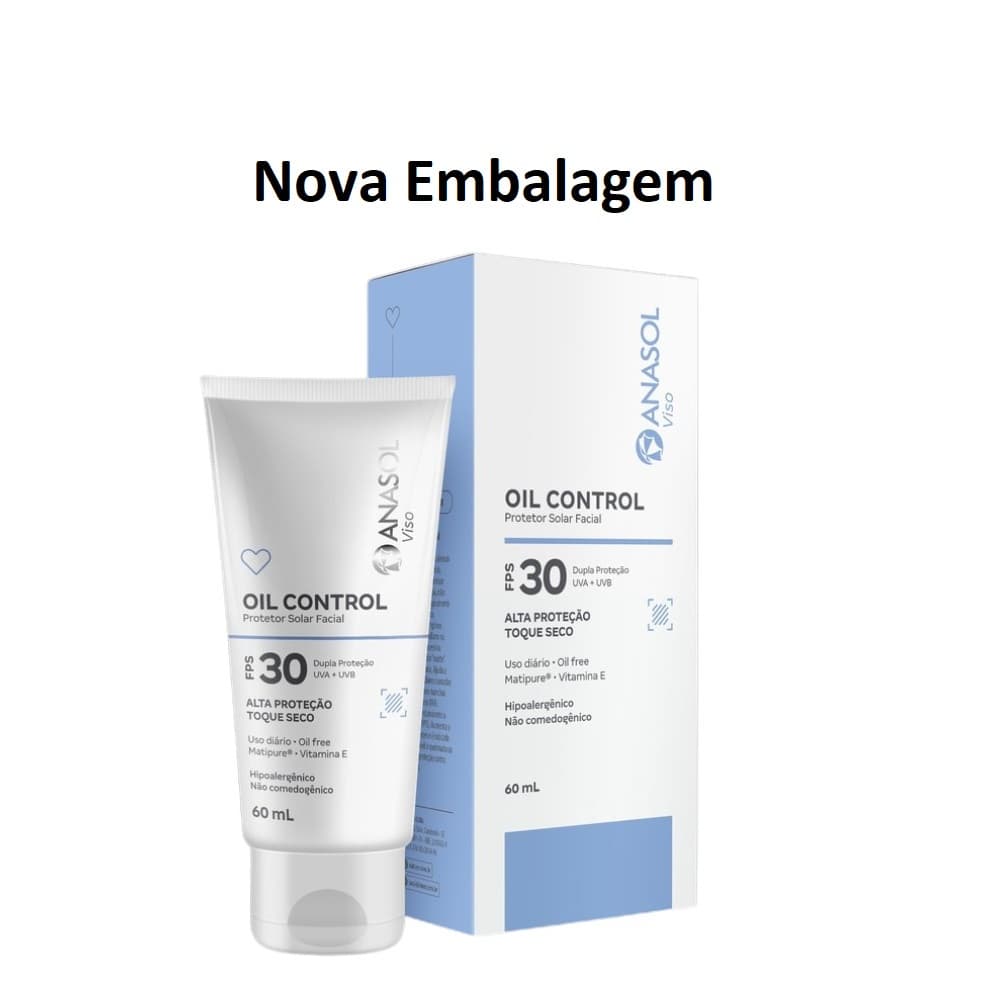 Protetor Solar Facial Oil Control Fps 30 Anasol Vegano 60ml