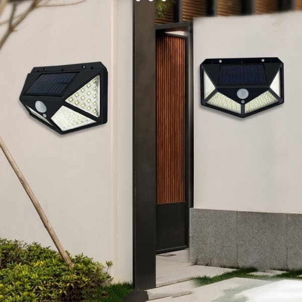 6 Luminária Solar 100 Led Com Sensor Para Jardim Externa Prova D'Água Lampada Led Solar