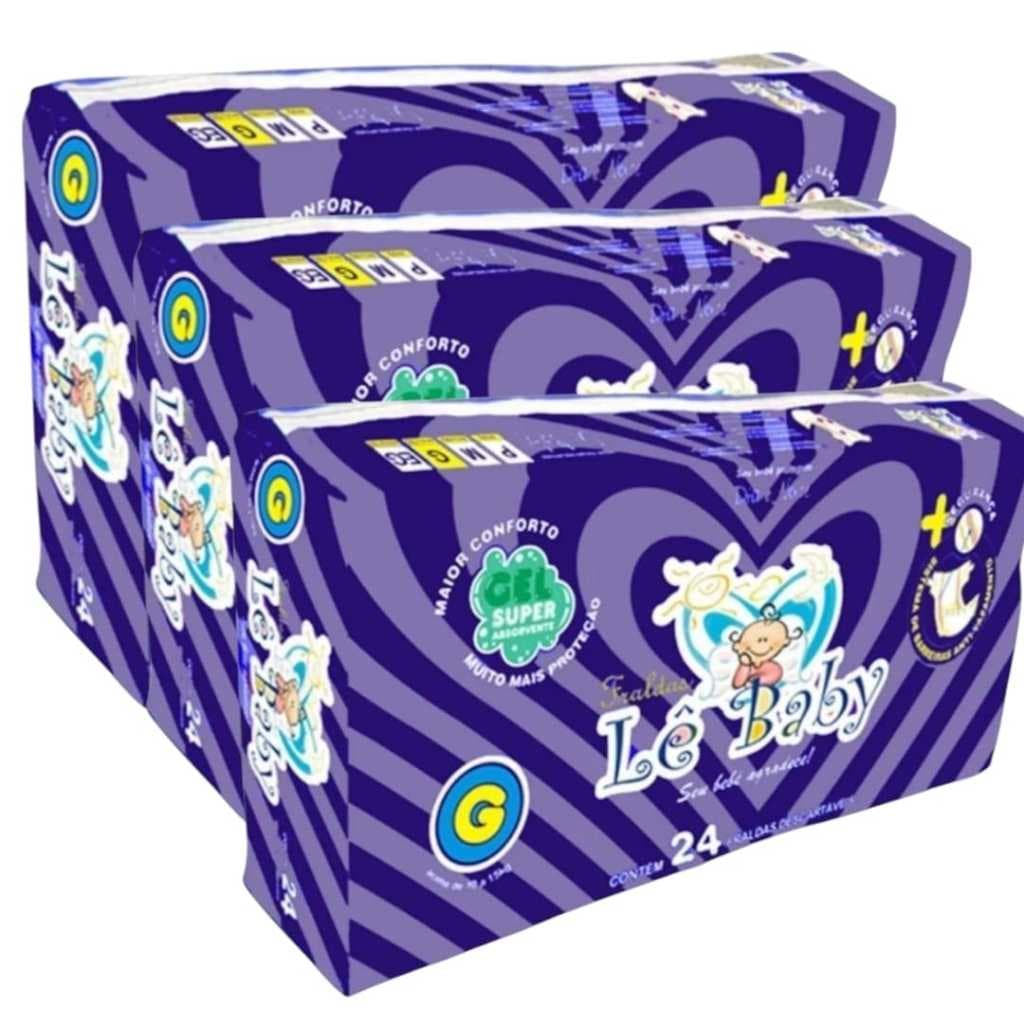 Kit Fralda Descartável G infantil 24 Unidades Dia e Noite - Le Baby
