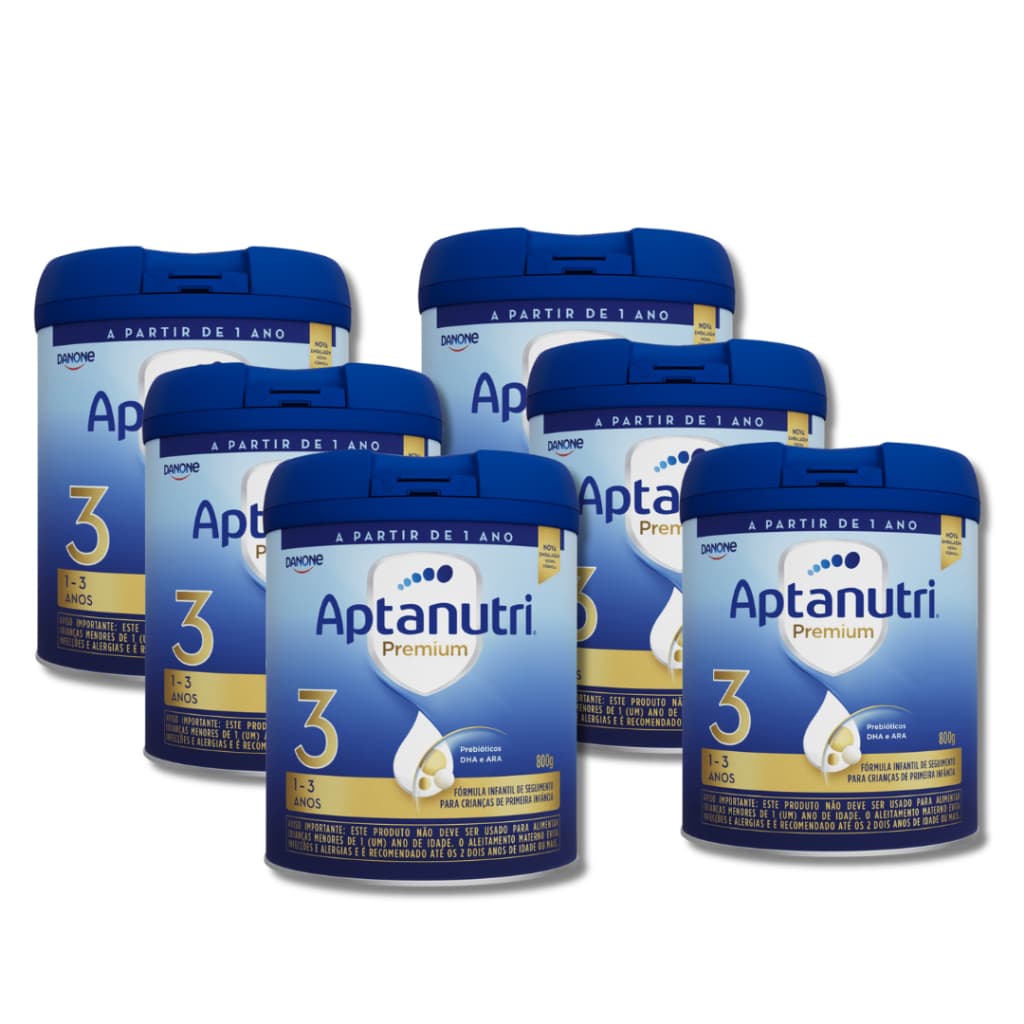 Kit 6x Fórmula Infantil Aptanutri Premium 3 Danone  Lata de 800g