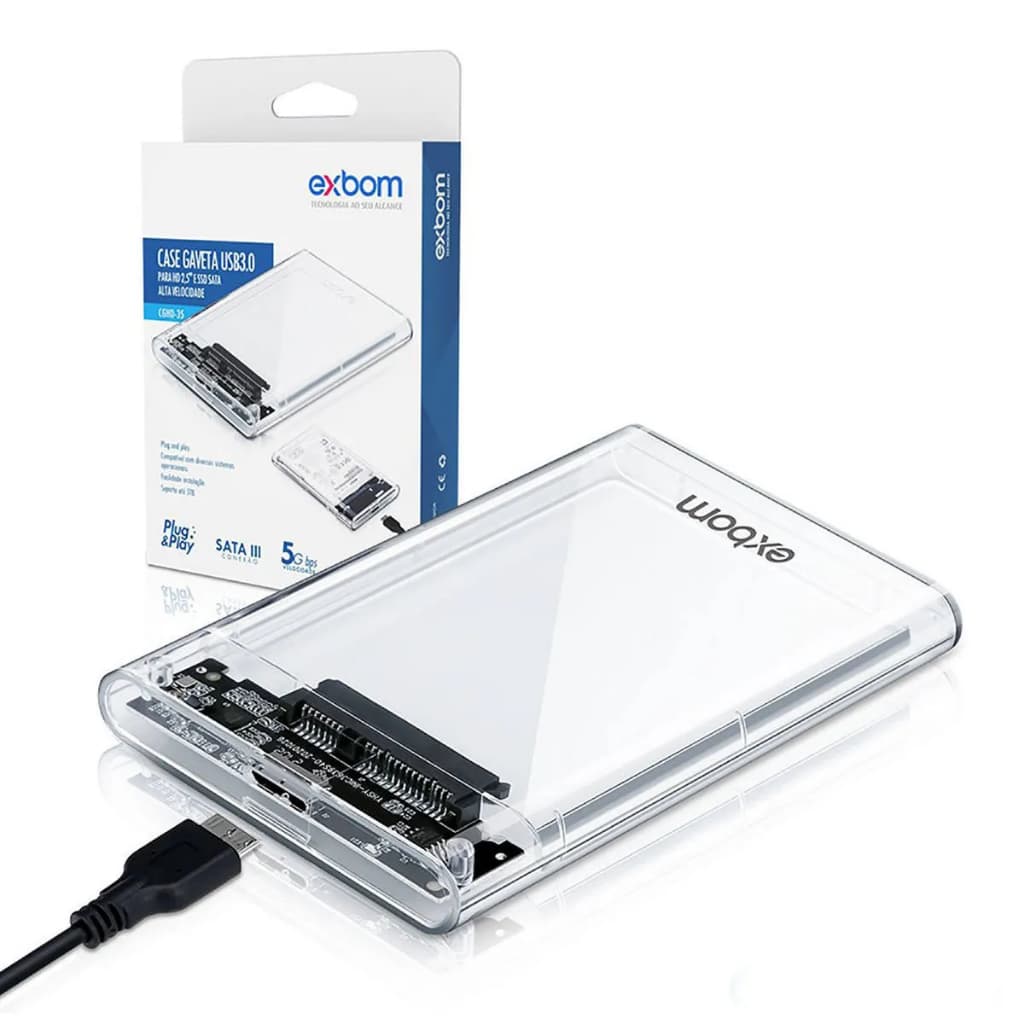 Case Externo 3.0 para Hd's Ssd 2.5'' e SATA Exbom - CGHD-35