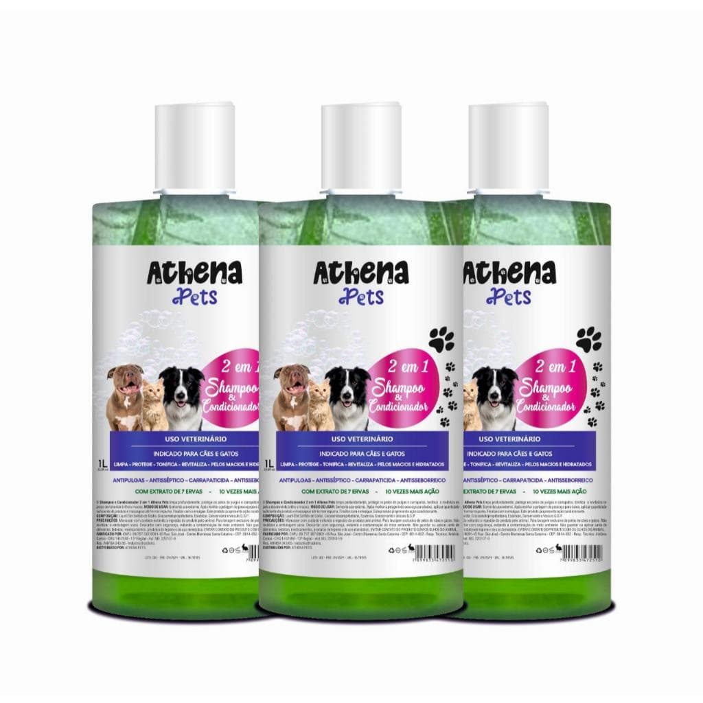Kit Para Pet   Cachorros Gatos 3 Shampoo Condicionador  2Em1-7 Ervas Hidratante 5Lt Linha Pet-Sho
