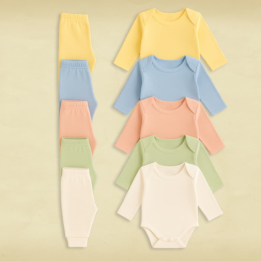 Body Bebê Manga Longa + Mijão Pagão Kit 6 Peças enxoval Bebê