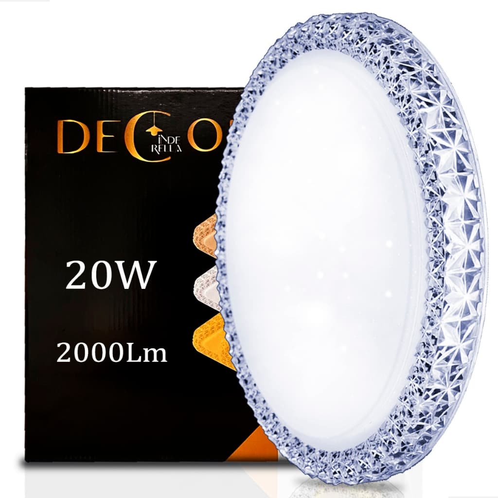 Luminária Teto Plafon Led Sobrepor Efeito Cristal Céu Estrelado 3 Cores Bivolt Borda Infinita