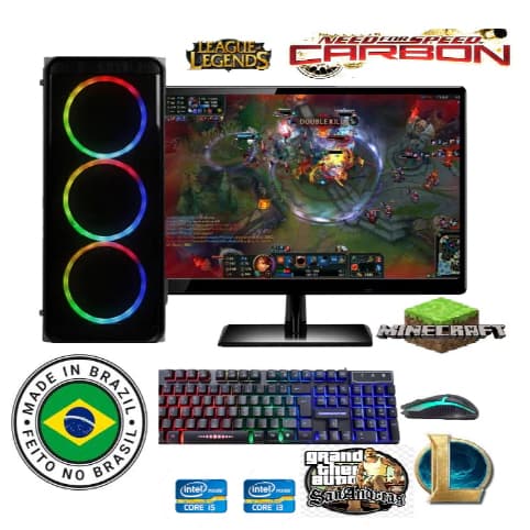 computador i5 16gb cpu gamer Barato monitor 19' wifi ssd128g+hd500g roda Roblox cs et2 lol mine
