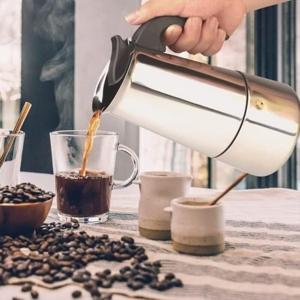 Cafeteira Italiana Aço Inoxidável Café Expresso 300ml para 6 Xícaras Qualidade Premium Café Gourmet