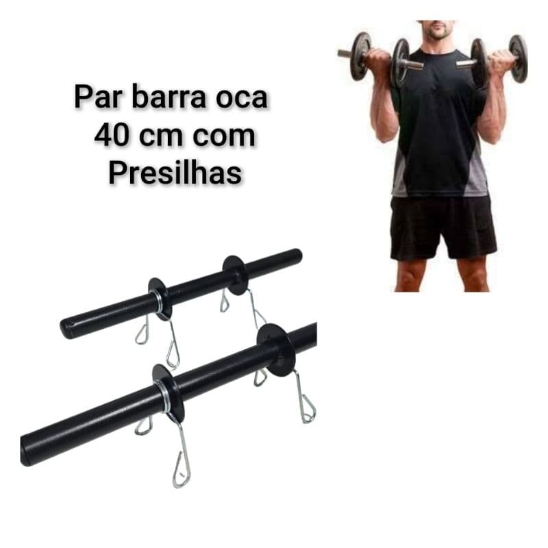 Par barra oca 40 cm com presilhas halteres academia musculação