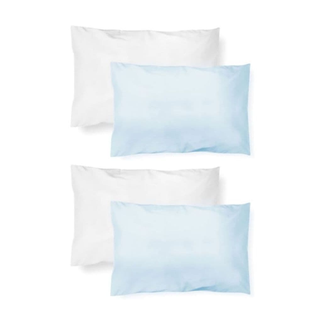 Kit 4 Fronhas Bebê Malha 100% Algodão 40x28cm Azul Toque Macio Enxoval Menino