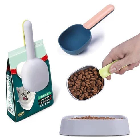 Pá Dosadora De Ração Com Clip - Animal, Pet Concha Dosadora De Ração Cachorro Gato 250g