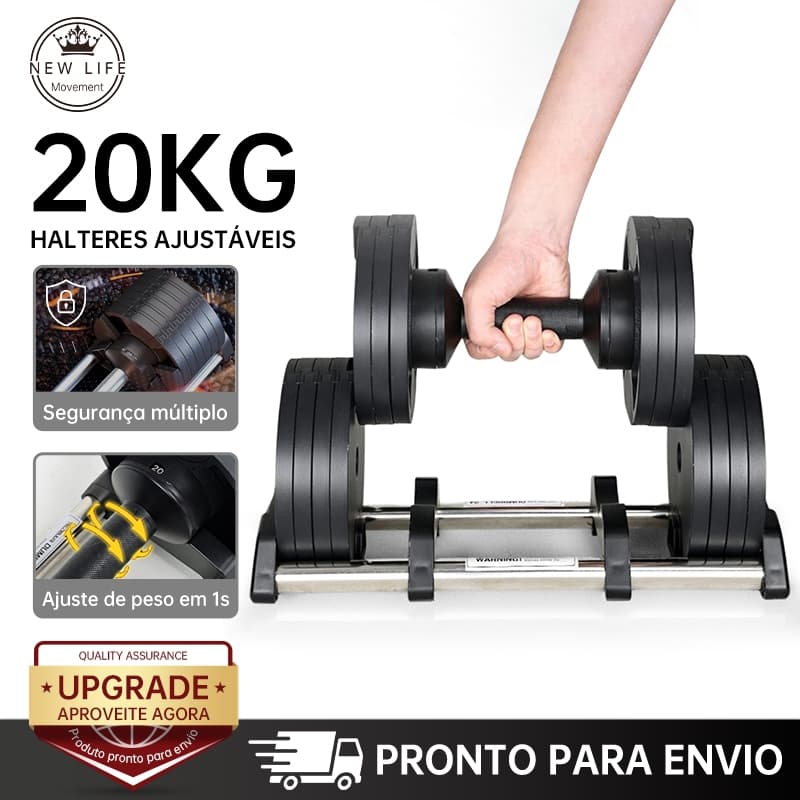 Halter Ajustável Academia Treino Resistente Seguro Ajuste Rápido Peso 11,5/12,5/20kg