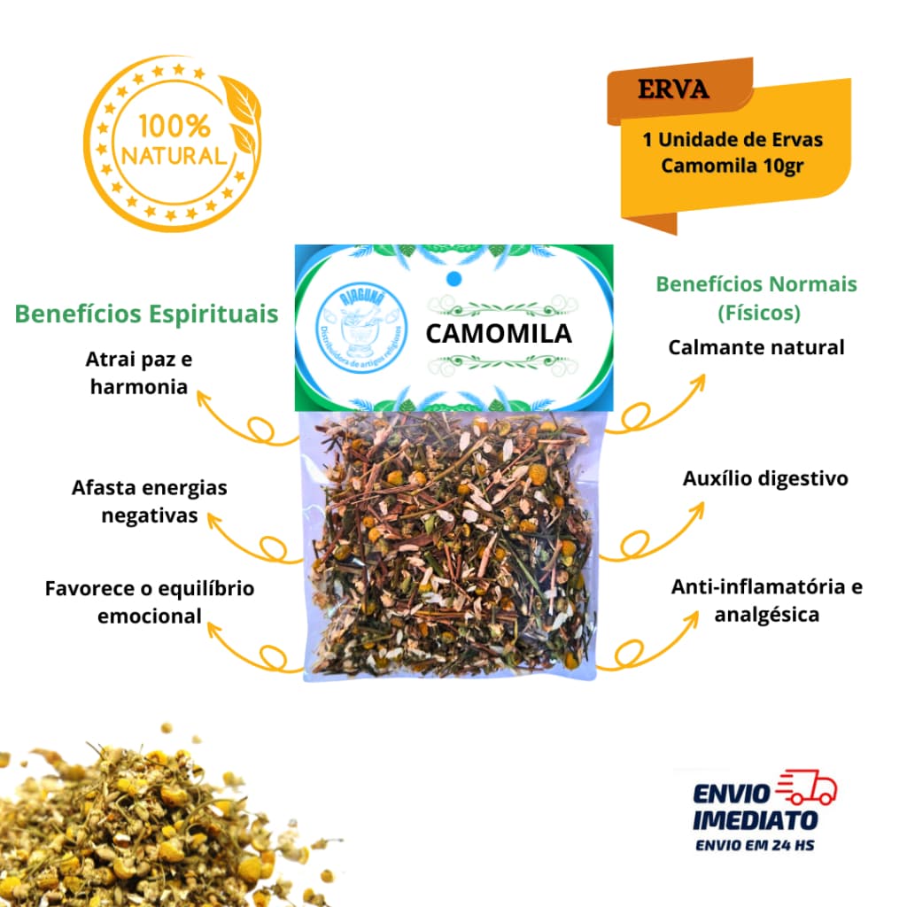 Camomila Ervas Energética para Harmonização e Elevação Espiritual 10gr