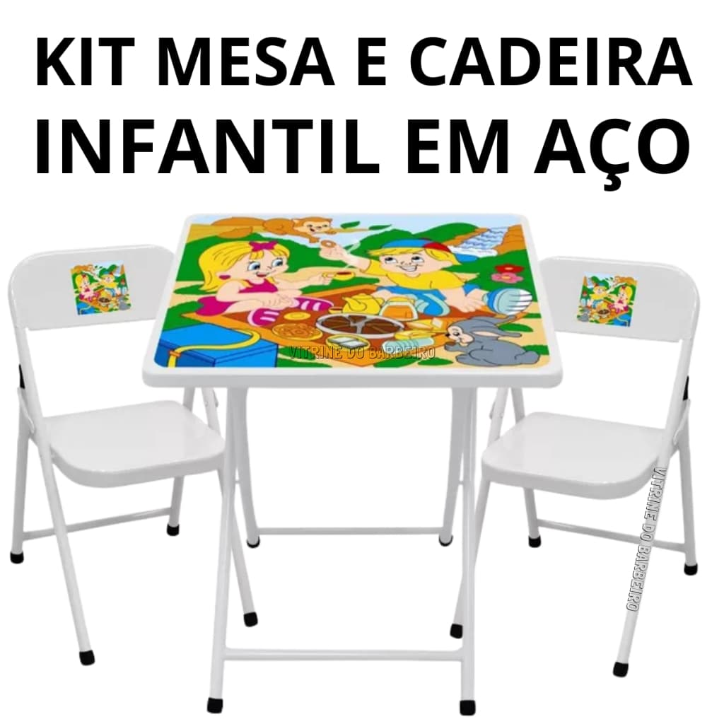 Mesinha Infantil Aço Didática Com 2 Cadeiras Para Crianças!!