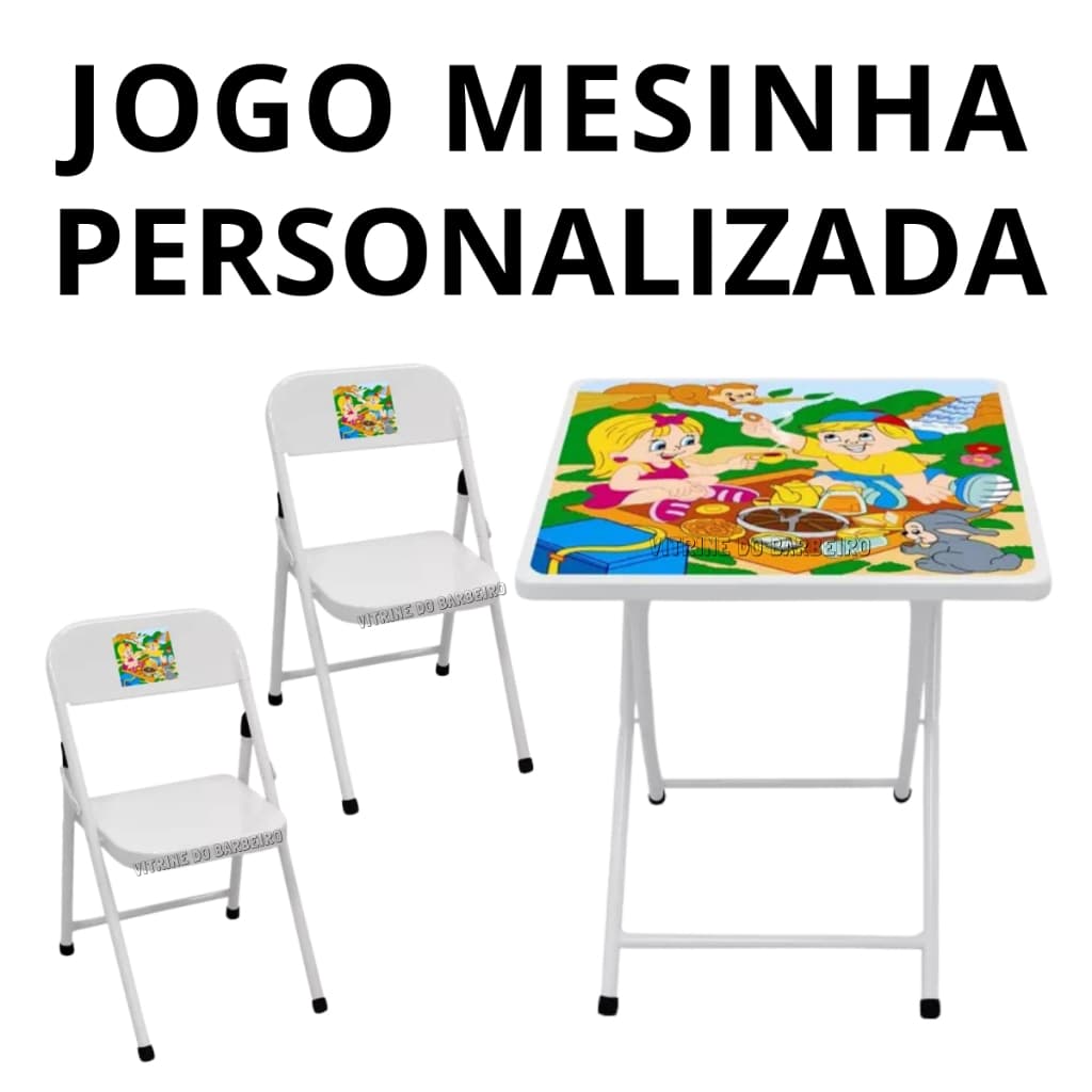 Mesinha Infantil Com 2 Cadeiras Desenho Didática Escolinha!!