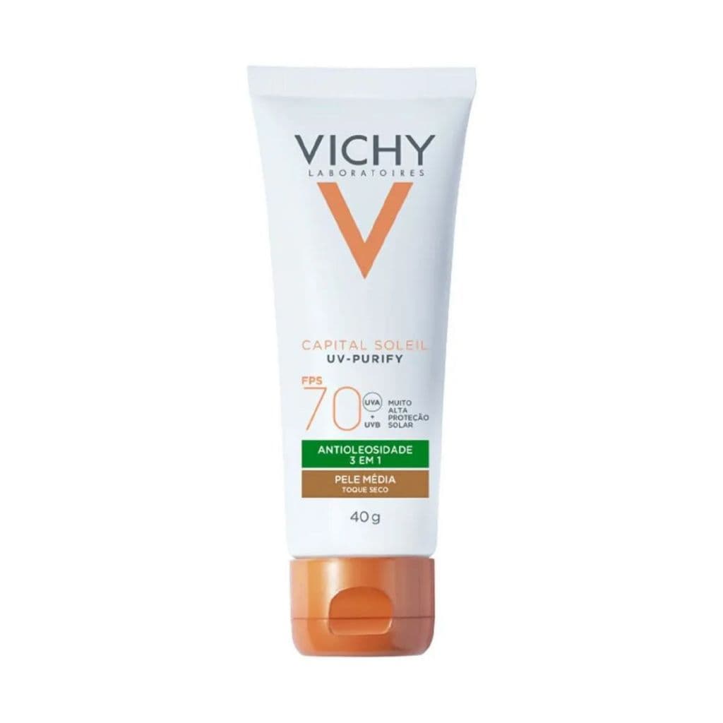 Protetor Solar Facial Vichy Capital Soleil UV-Purify FPS70 Pele Média Com 40g