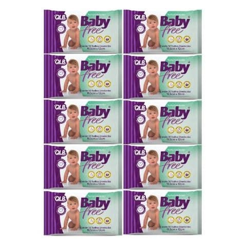 Lenço Umedecido Baby Free Kit com 10 pacotes com 50 lenços cada unidade