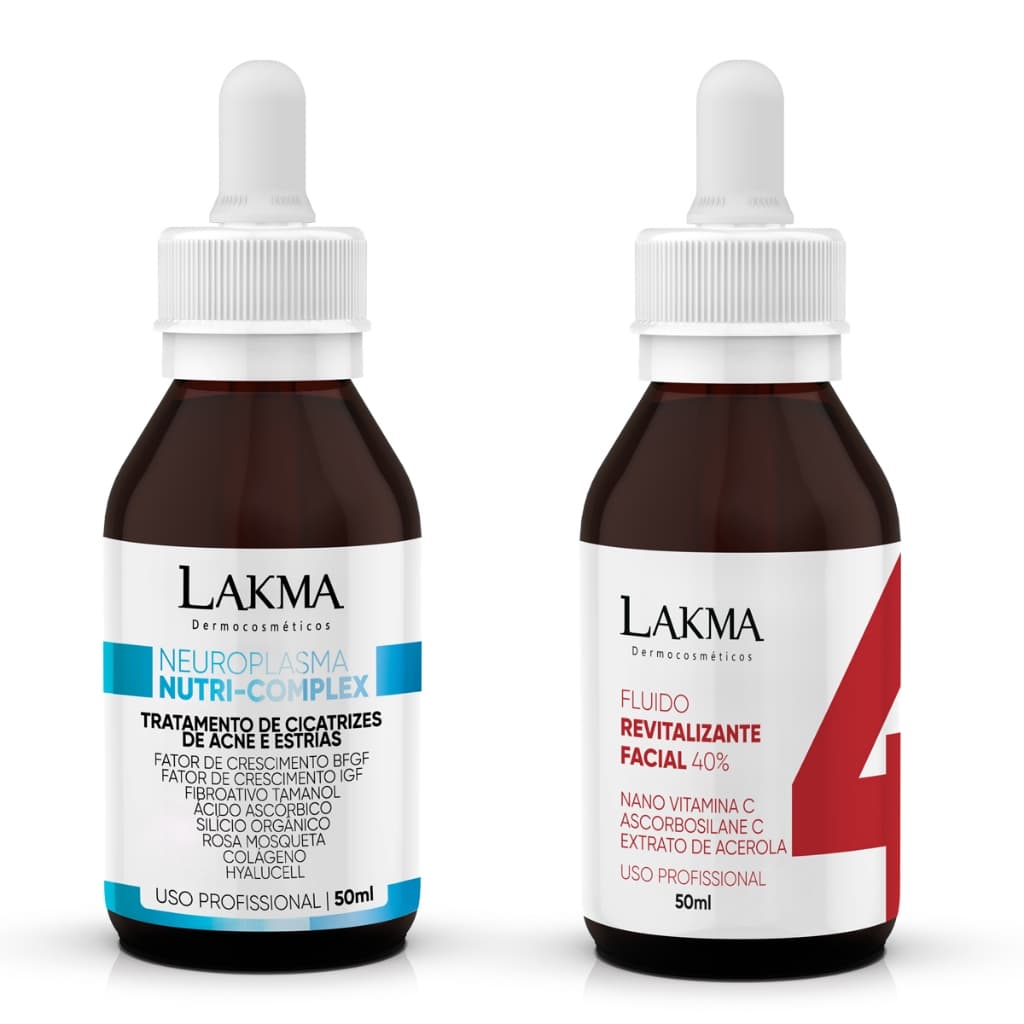 Combo Lakma: Neuroplasma Nutri Complex 50ml + Fluido Vitamina C 50ml Clareador e Redução Cicatrizes