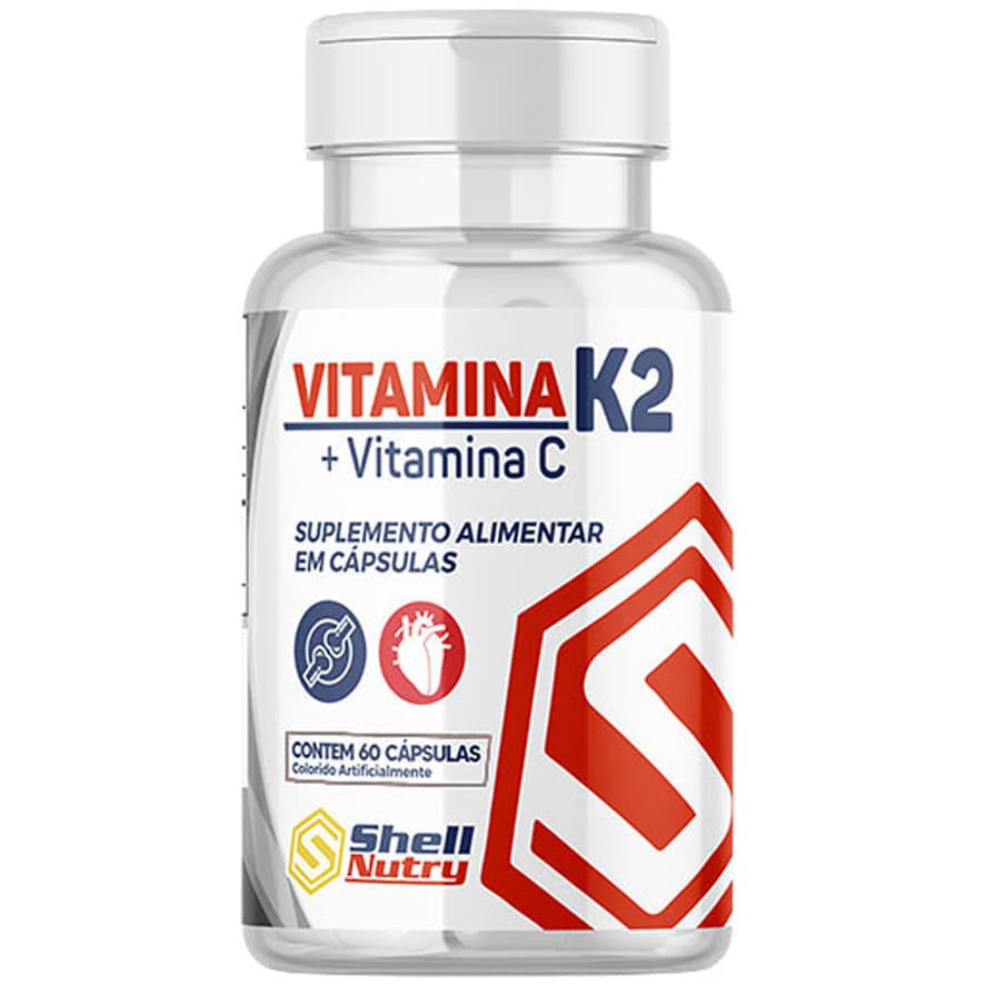 Vitamina K2 + Vitamina C Suplemento Alimentar c/ 60 Cápsulas Shell Nutry