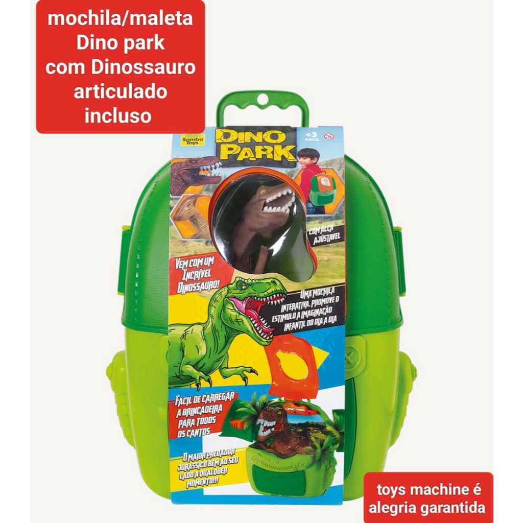 Brinquedo Mochila Maleta Dino Park com Dinossauro Articulado – Infantil Aventura e Diversão