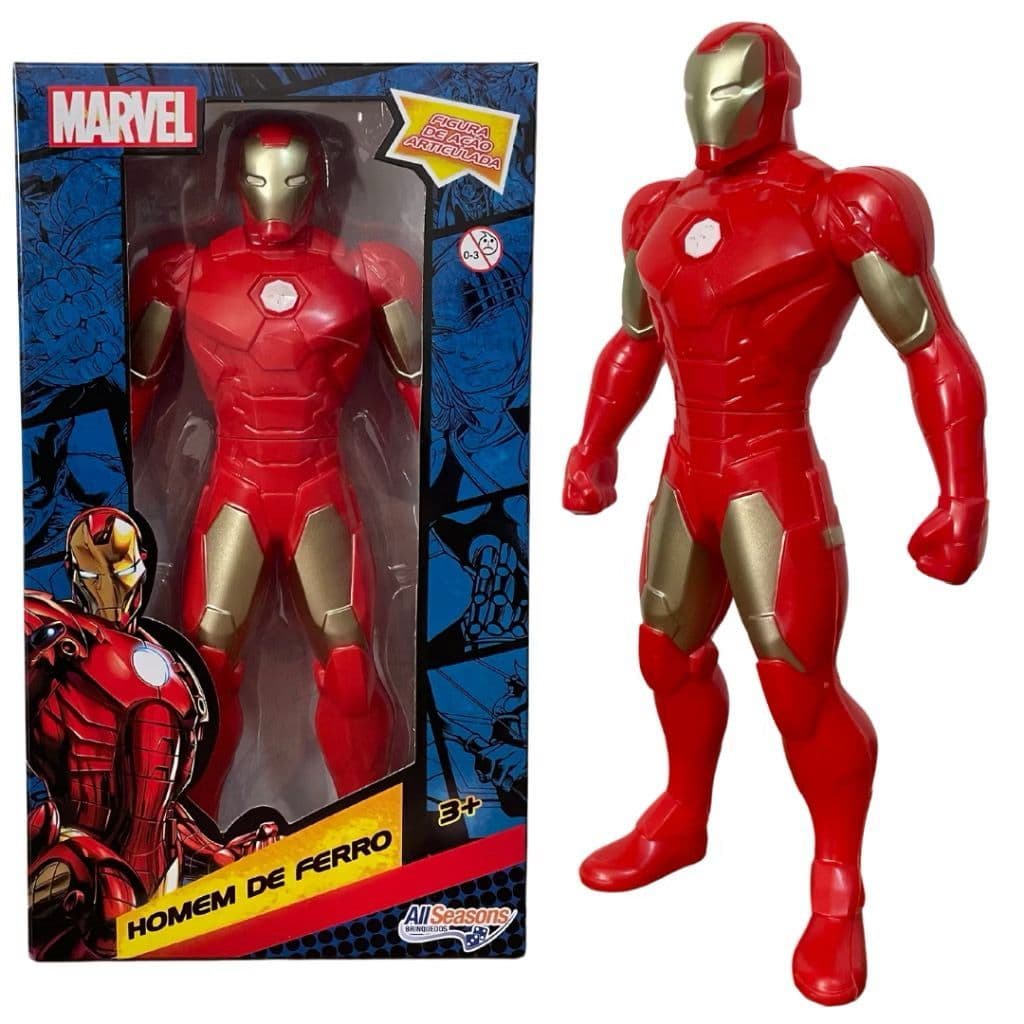 Boneco Homem de Ferro Vingadores Bonecos Marvel Super Heróis Iron Man Brinquedos Semi Articulados 22 cm de Altura