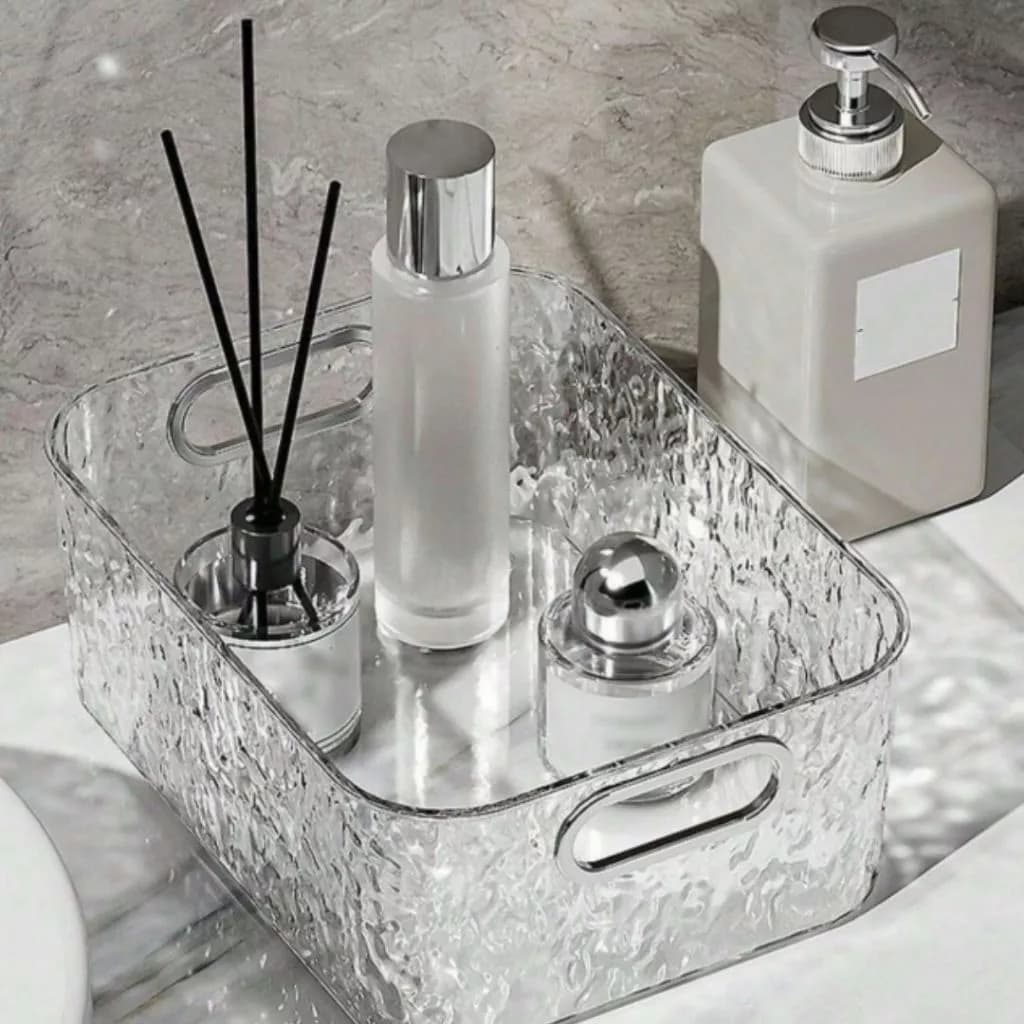 Caixa de Armazenamento Transparente Multiuso Resistente Decorativa Multiuso Casa Cozinha Escritório