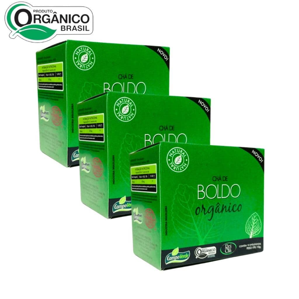 3 CAIXAS Chá de BOLDO 30 sachês orgânico Natural Campo Verde