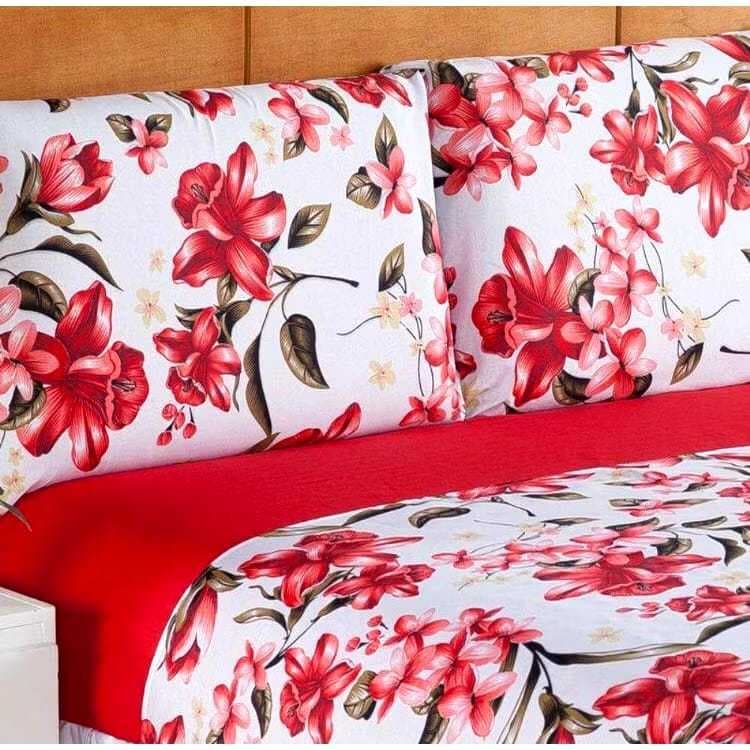 Jogo de cama lençol Casal 3 peças Estampado, 1 lençol 2 fronhas 2,00m x 2,40m Sem Elástico