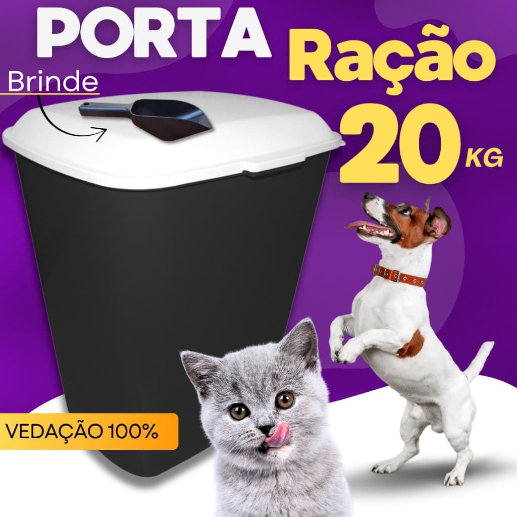 porta ração 20 kg container pet pote de ração para cachorro gatos - ração Furacão Pet