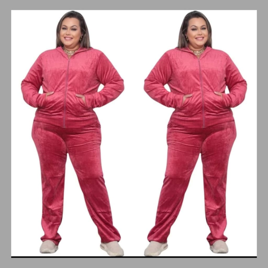 Conjunto feminino plush ,Casaco Capuz De Frio E Calça De Plush veludo  Plus Size 2025 linda moda