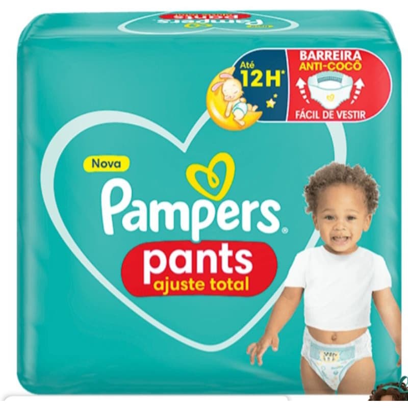Fralda Pampers pants ajuste total tamanho G com 72 unidades roupinha calcinha barato