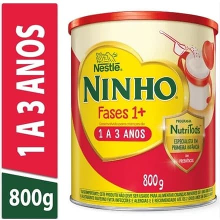 Fórmula Infantil Em Pó Sem Glúten Nestlé Ninho Fases 1+ 1 a 3 Anos Lata 800g