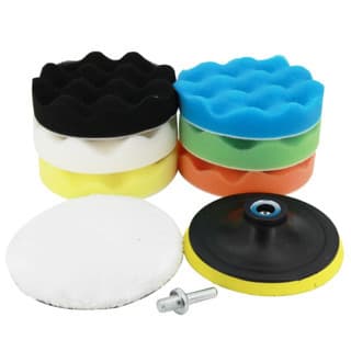 Kit 7 Almofadas de Polimento Lorben 5” com Suporte e Adaptador Politriz, Encerar e Vitrificar Carro