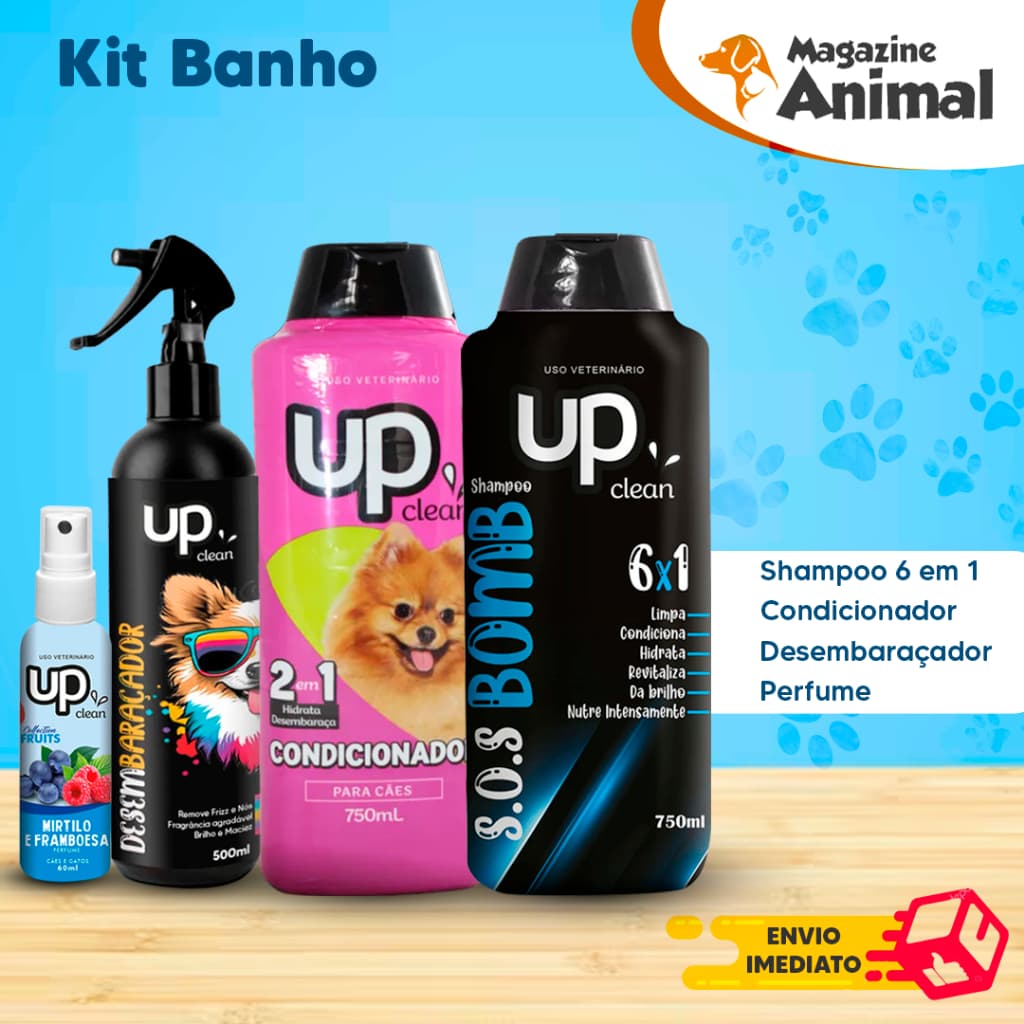 Kit banho Shampoo Para Cachorro pet Shampoo para cães 6EM1 + Condicionador + Desembaraçador de pelos