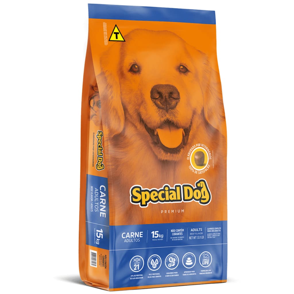 Ração Special Dog Carne - Cães Adultos 15kg | Raçao Premium Cachorro Médio e Grande Porte