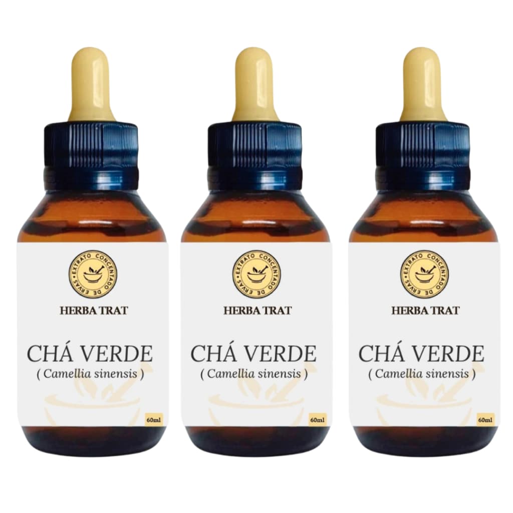 CHÁ VERDE ORGÂNICO - PURO EXTRATO / TINTURA MÃE 60ML - KIT COM 3 UNIDADES