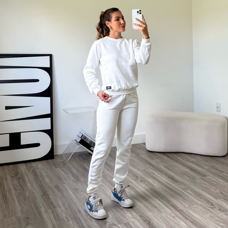 conjunto moletom feminino Tumblr Roupa de Frio confortável quentinho aero look blusa de frio mais calça jogger
