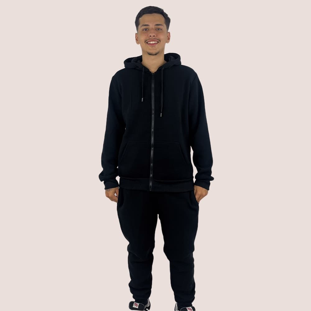 Conjunto Moletom Canguru Liso Moletom Casual Com Tecido Suave Interior Macio E Ajuste Perfeito