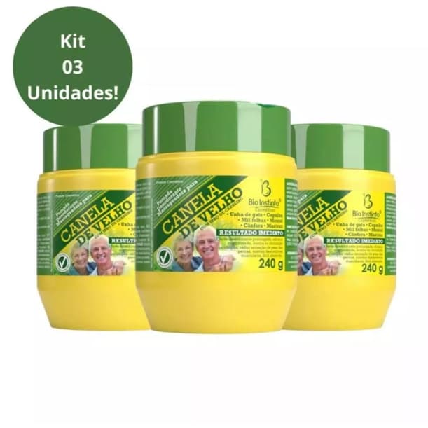 Kit 3 Unidades Pomada Massageadora Canela de Velho 240g Bio Instinto