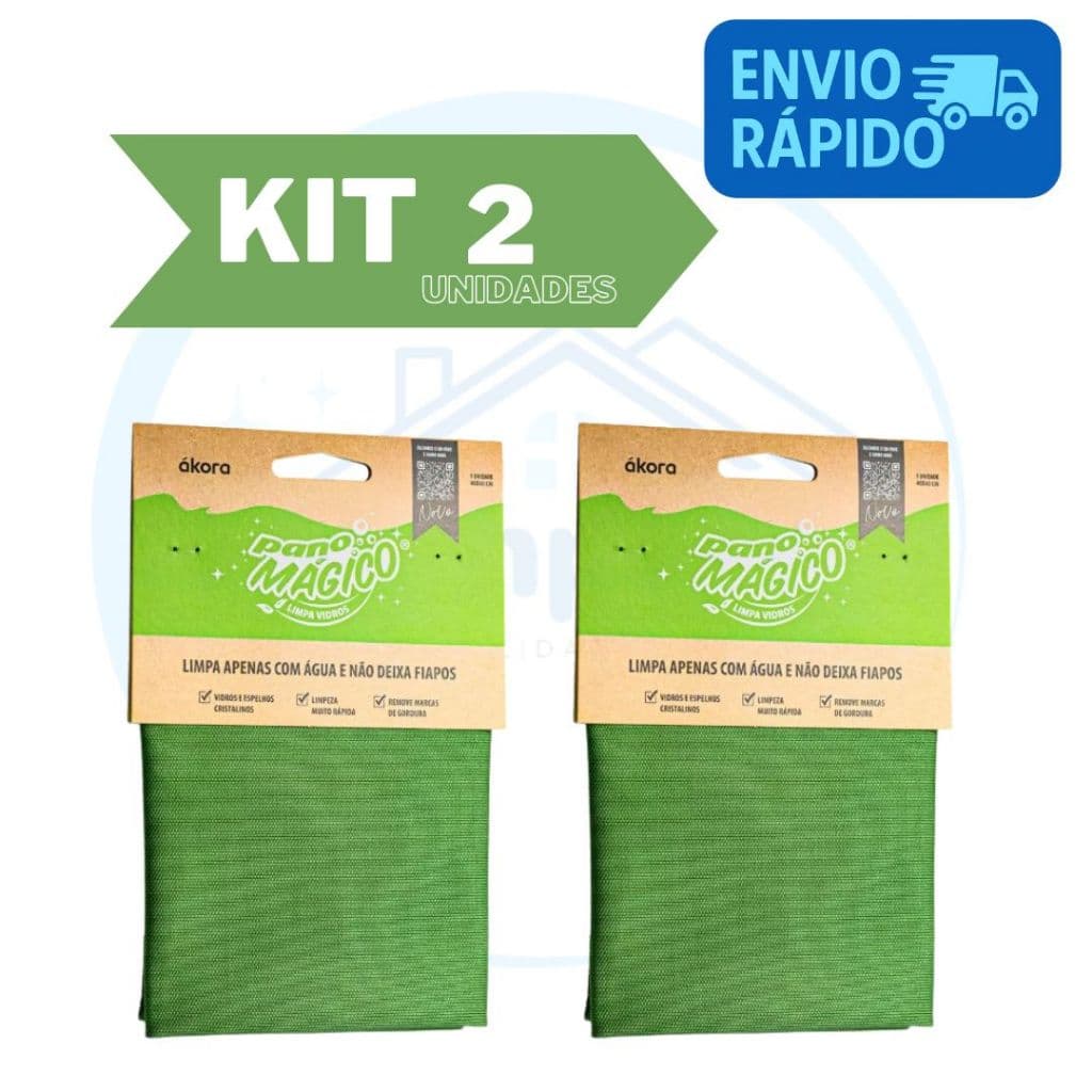 Kit Pano Mágico Limpa Vidros Janela Carro Espelho sem Deixar Fiapos Limpa Apenas com Água - Ákora
