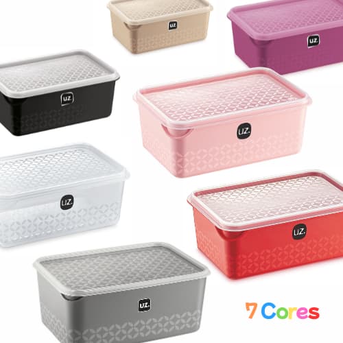 Pote Multiuso 1L com Tampa Transparente Rosa Preto Bege Roxo Vermelho Cozinha Alimentos Organizar UZ