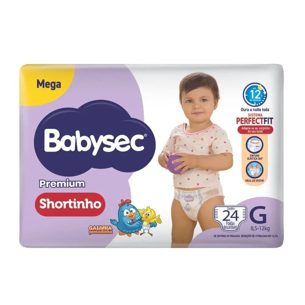 Fralda Descartavel BabySec Premium Shortinho Pacote Mega