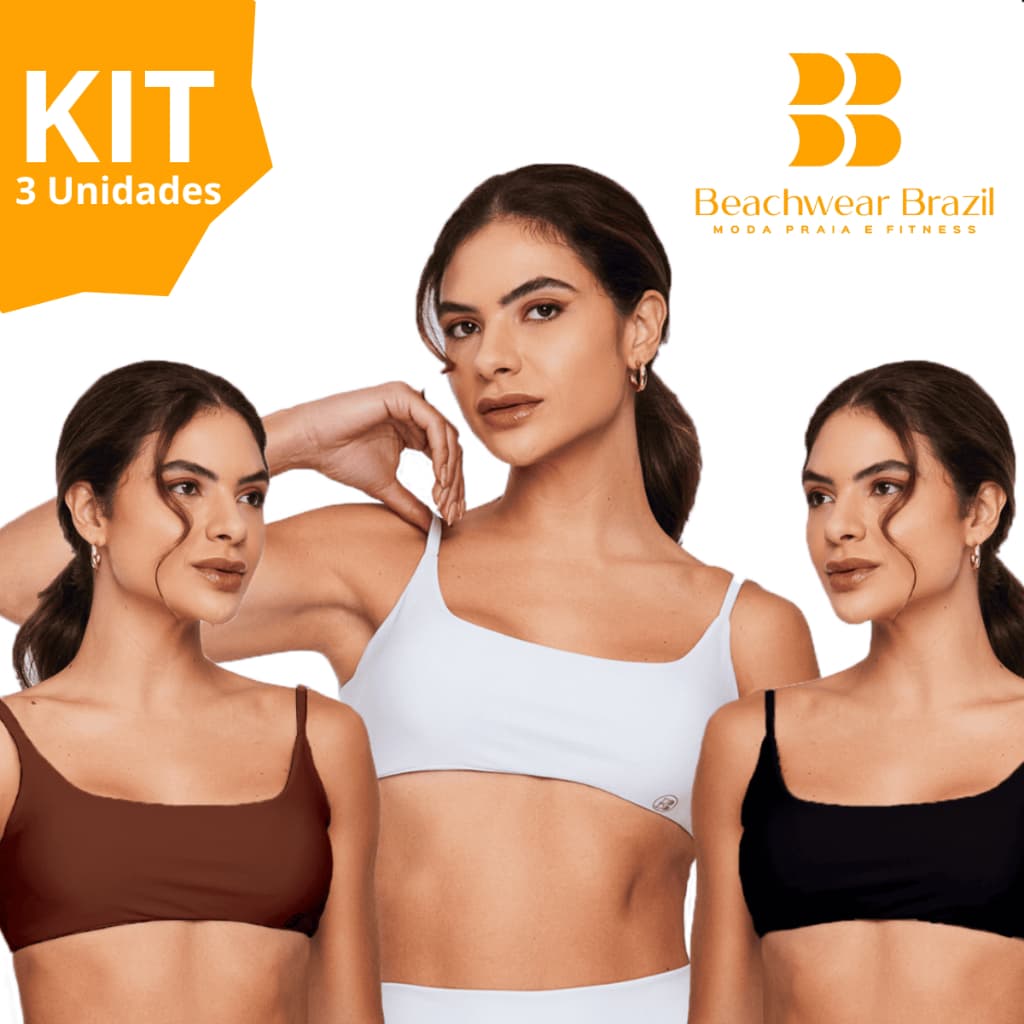 Kit 3 Tops Faixa Feminino Com Alça Academia Treino Musculação Yoga Atividades Praia Sutiã Cropped